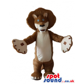 Brown and beige lion with big eyes - Custom Mascots