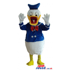 Donald duck wearing a blue sailor suit - Custom Mascots