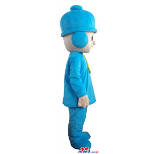 Boy wearing blue clothes and hat and a yellow scarf - Custom