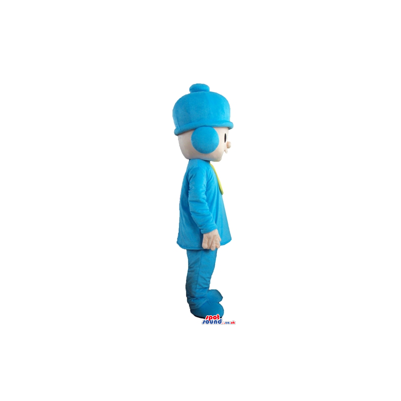 Boy wearing blue clothes and hat and a yellow scarf - Custom