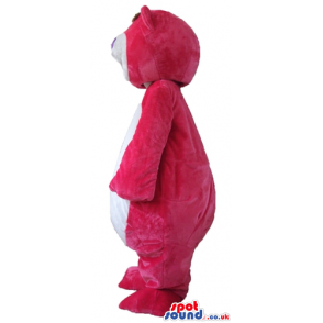 Pink bear with a white belly and a violet nose - Custom Mascots