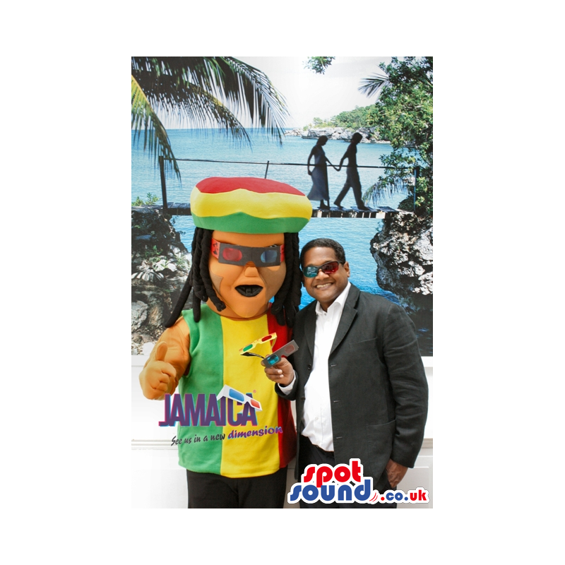 Rastafarian Jamaican Reggae Human Mascot With Dreadlocks -