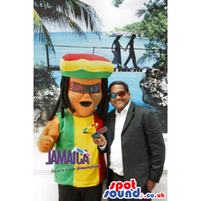 Rastafarian Jamaican Reggae Human Mascot With Dreadlocks -