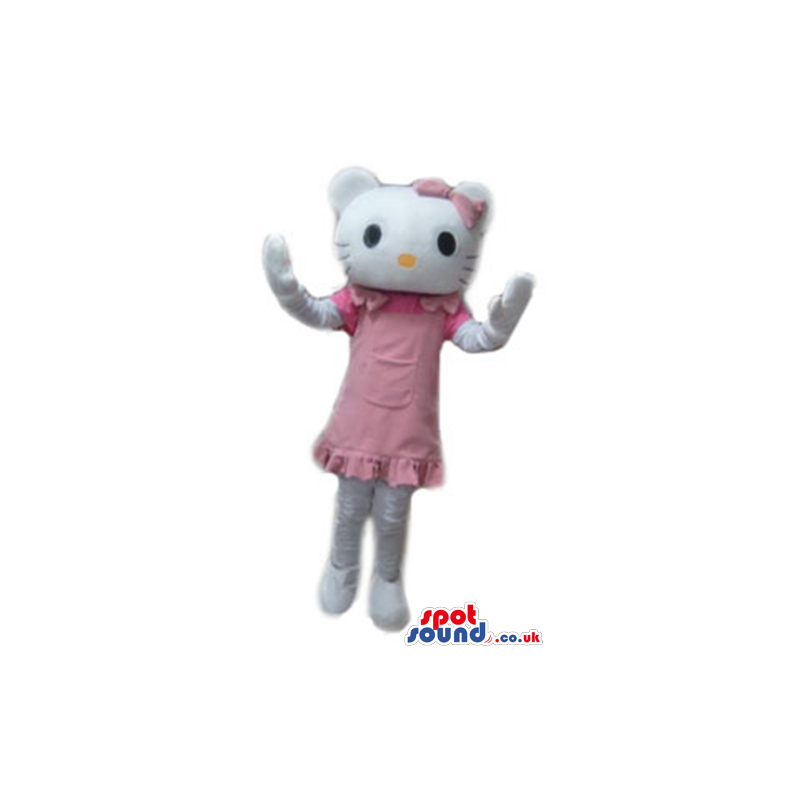 Hello kitty wearing a pink dress - Custom Mascots