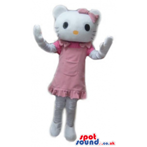 Hello kitty wearing a pink dress - Custom Mascots