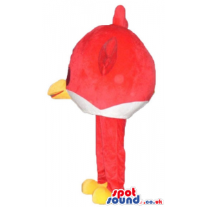 Red and white angry bird with a yellow beak, black glasses and