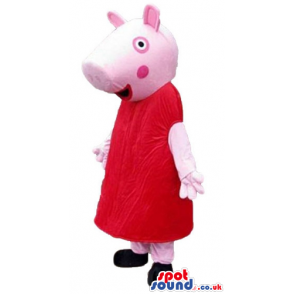 Peppa pig wearing a red mini dress and black shoes - Custom