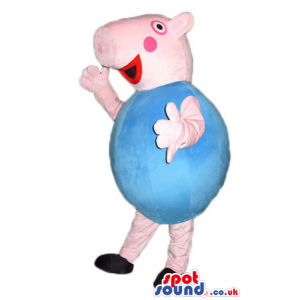 George pig wearing a light-blue t-shirt - Custom Mascots