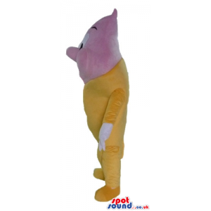 Smiling pink ice-cream cone - Custom Mascots