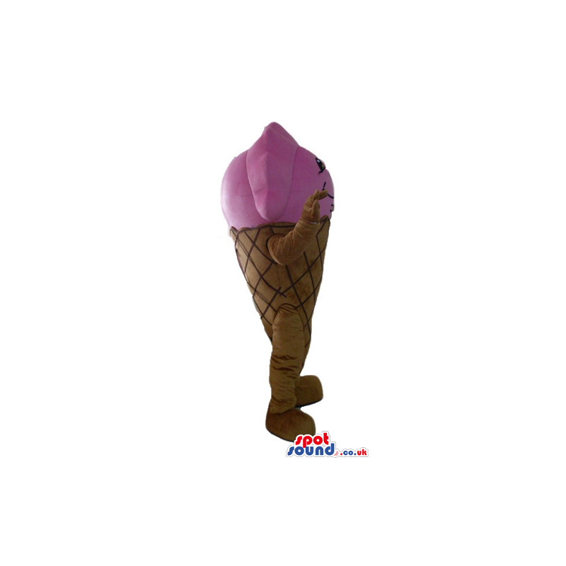 Smiling pink ice-cream cone - Custom Mascots