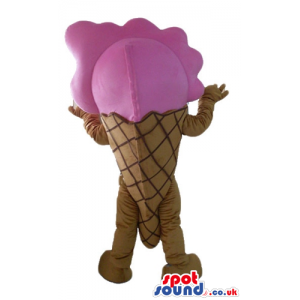 Smiling pink ice-cream cone - Custom Mascots