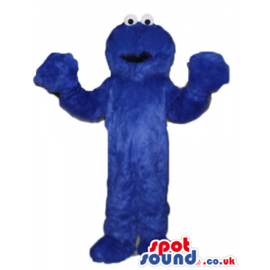Blue furry monster with small eyes - Custom Mascots