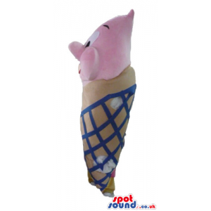 Smilink pink ice cream cone with a beige and blue cone - Custom