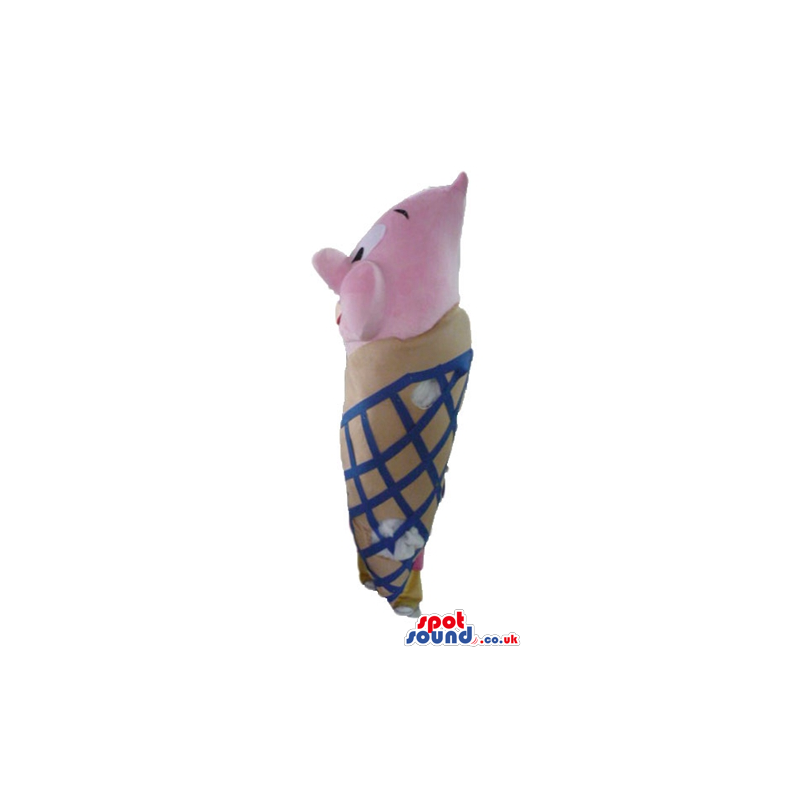 Smilink pink ice cream cone with a beige and blue cone - Custom