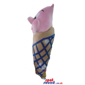 Smilink pink ice cream cone with a beige and blue cone - Custom