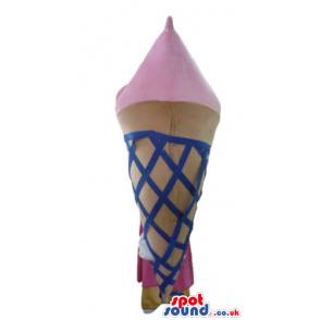 Smilink pink ice cream cone with a beige and blue cone - Custom