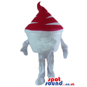 White and red cupcake - your mascot in a box! - Custom Mascots