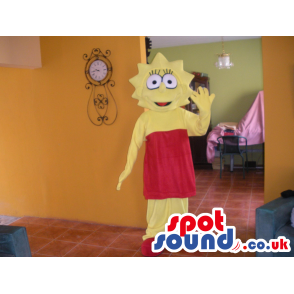 Lisa Simpson Yellow Tv Character Mascot With Red Dress - Custom