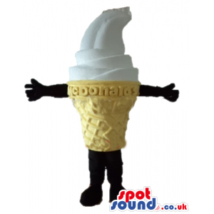 White ice cream cone with black arms and legs - Custom Mascots