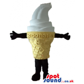 White ice cream cone with black arms and legs - Custom Mascots