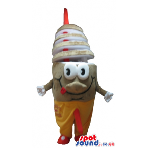 Chips stick wearing yellow and red trousers - Custom Mascots