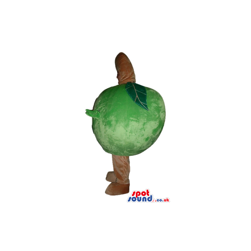 Green apple with beige arms and legs - Custom Mascots