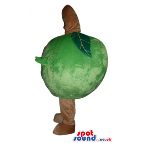 Green apple with beige arms and legs - Custom Mascots