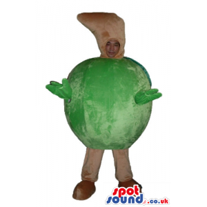 Green apple with beige arms and legs - Custom Mascots