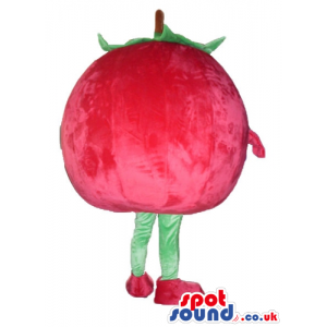 Red apple with big eyes, green legs and red arms and feet -