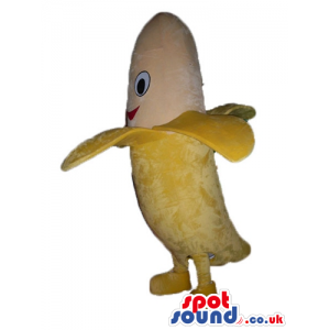 Yellow banana with big eyes and mouth - Custom Mascots