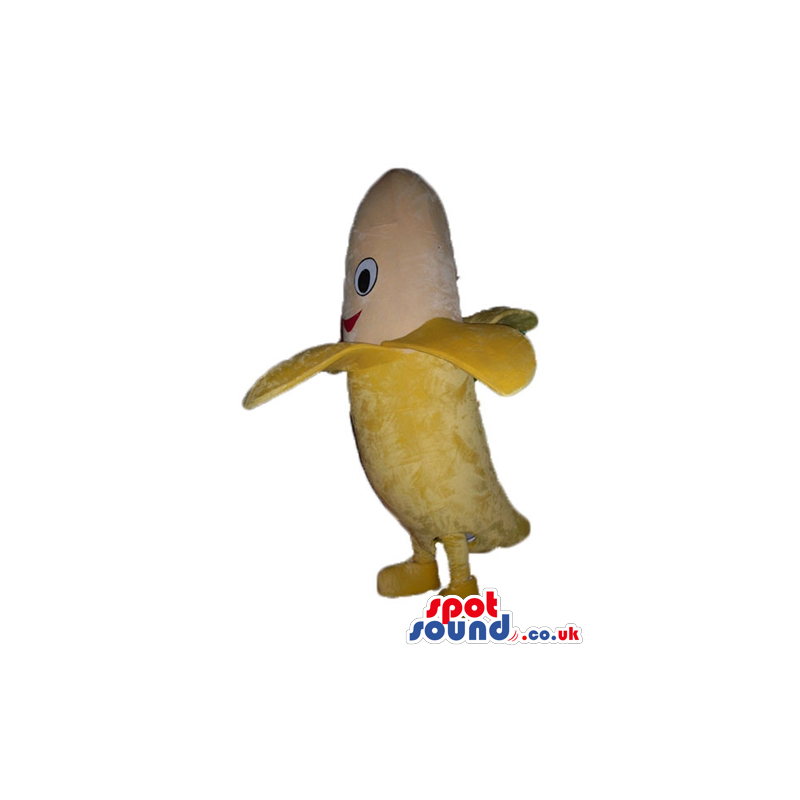 Yellow banana with big eyes and mouth - Custom Mascots