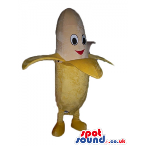 Yellow banana with big eyes and mouth - Custom Mascots