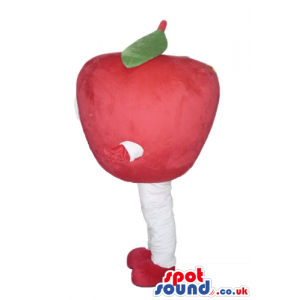 Red apple with white legs and arms and red feet and hands -