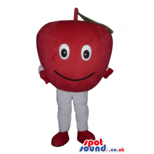 Red apple with white legs and arms and red feet and hands -