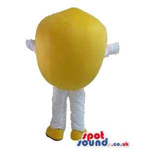 Smiling yellow lemon with big eyes, white arms and legs and
