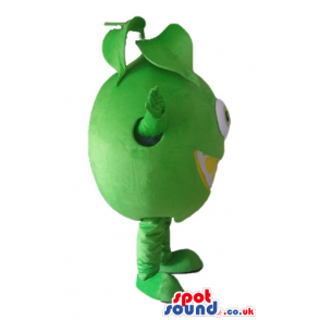 Green lime with big eyes and a yellow smile - Custom Mascots