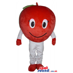 Red apple with white legs and arms and red feet and hands -