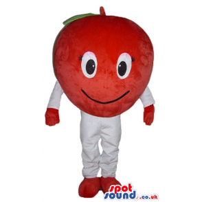 Red apple with white legs and arms and red feet and hands -