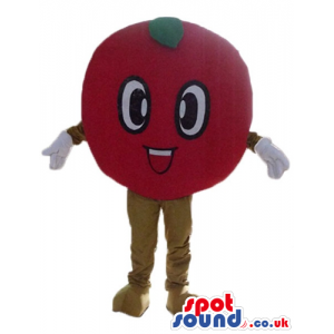 Red tomato with big eyes, and beige legs - Custom Mascots