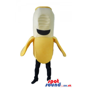 Half peeled banana with a huge smile and black legs - Custom