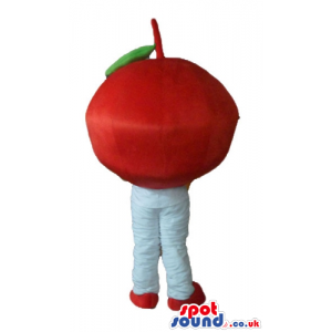 Red tomato with big eyes, and beige legs - Custom Mascots