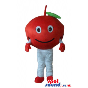 Red tomato with big eyes, and beige legs - Custom Mascots