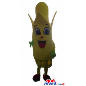 Smiling yellow banana with green hands and red shoes - Custom