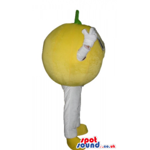 Yellow grapefruit with white arms and legs - Custom Mascots