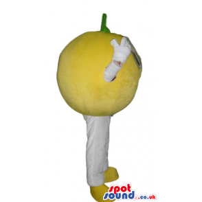 Yellow grapefruit with white arms and legs - Custom Mascots