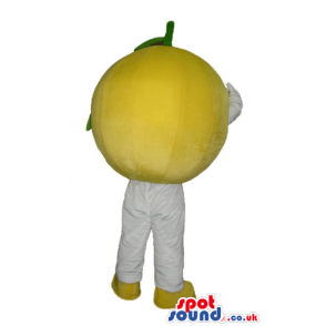 Yellow grapefruit with white arms and legs - Custom Mascots