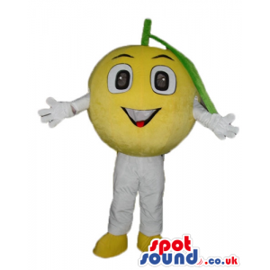 Yellow grapefruit with white arms and legs - Custom Mascots