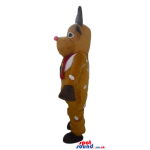 Beige moose with brown horns wearing a red scarf - Custom