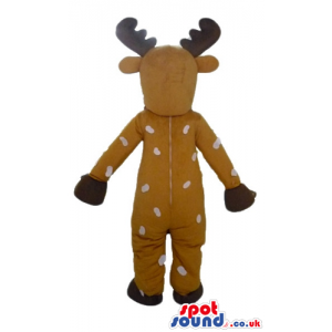 Beige moose with brown horns wearing a red scarf - Custom