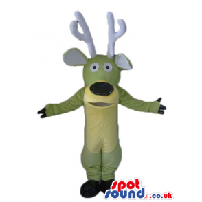Green moose with white horns - Custom Mascots
